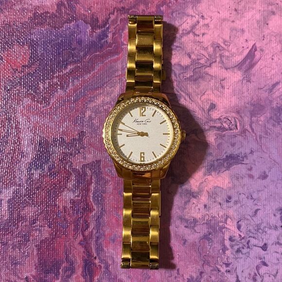 Kenneth Cole Gold Toned Crystal Accented Ladies Watch - Picture 3 of 9